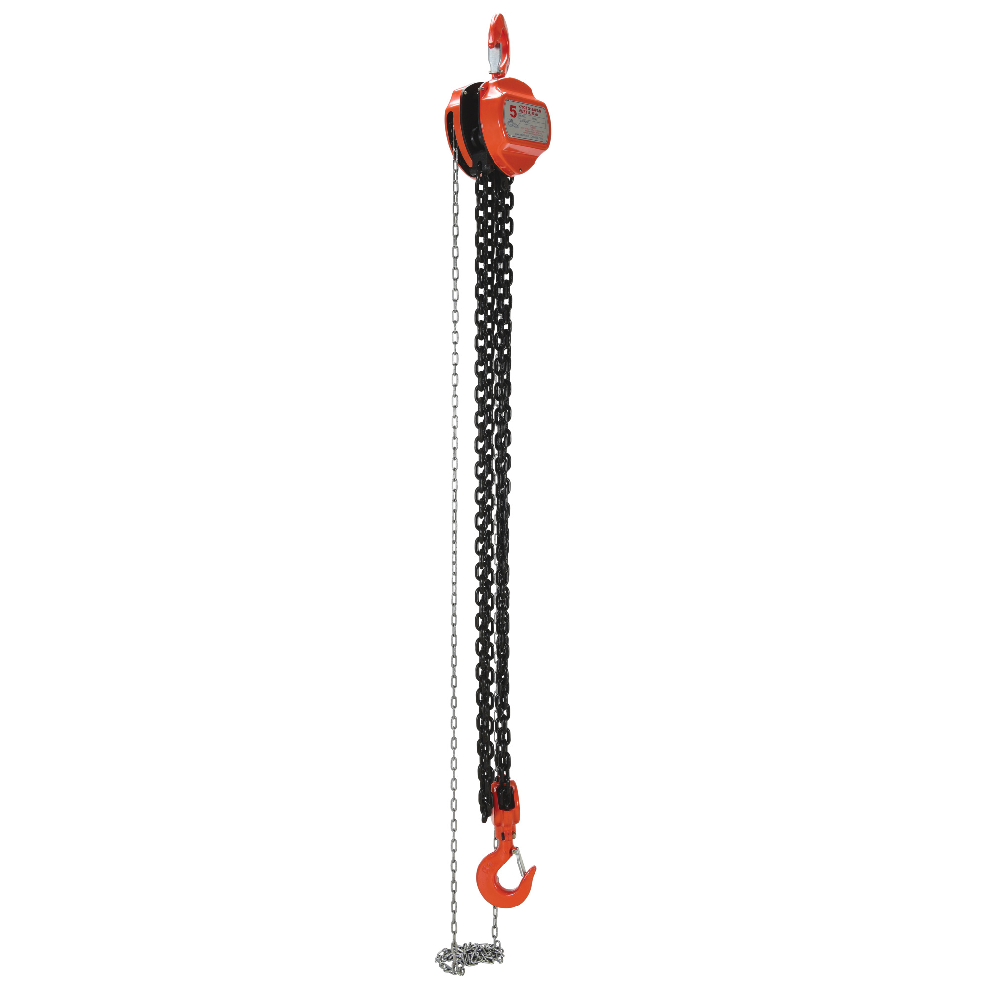 Vestil Steel Manual Chain Hoist 10 Ft. Lift 10,000 Lb. Capacity Orange